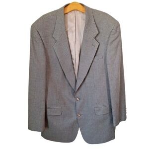 Vintage 90s Oversized Houndstooth Check Blazer Sport Coat Men Size 41 Silk Blnd